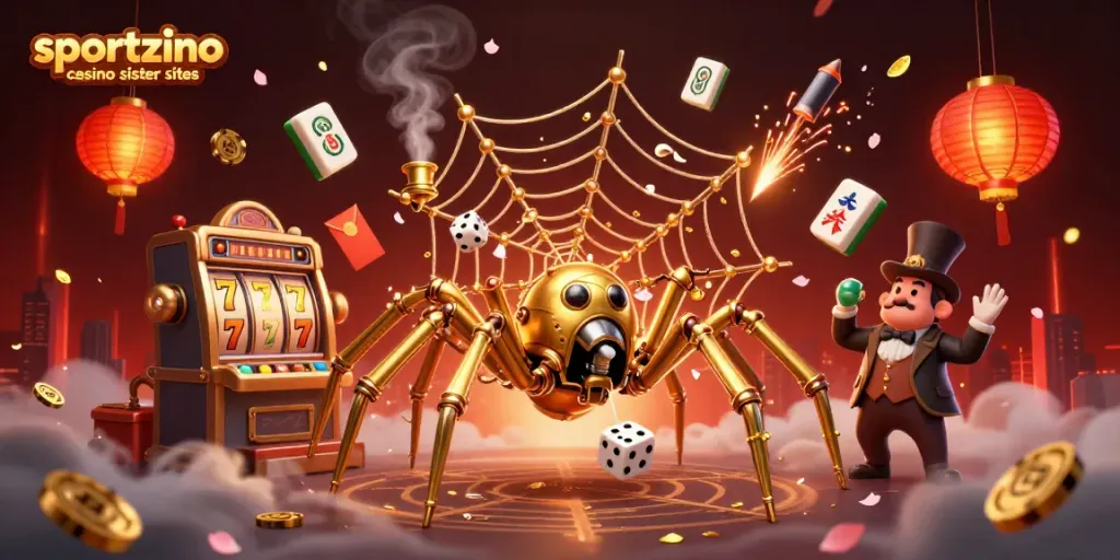 Experience the vibrant action of sportzino casino sister sites with a dynamic illustration of steampunk characters and slot games.