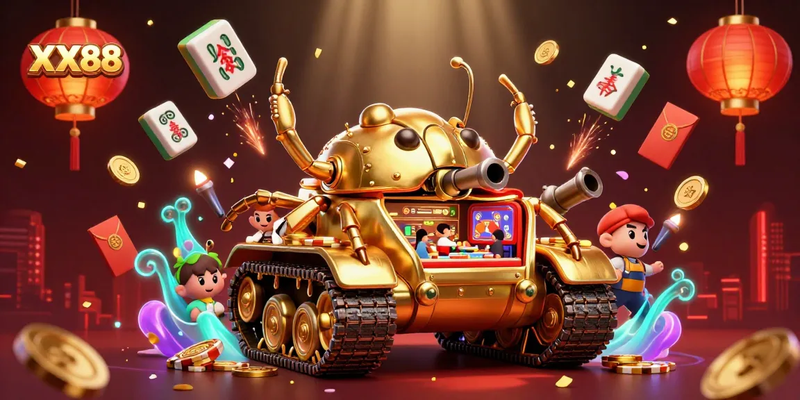 Experience the excitement of XX88 with a dynamic casino scene featuring a golden beetle tank.