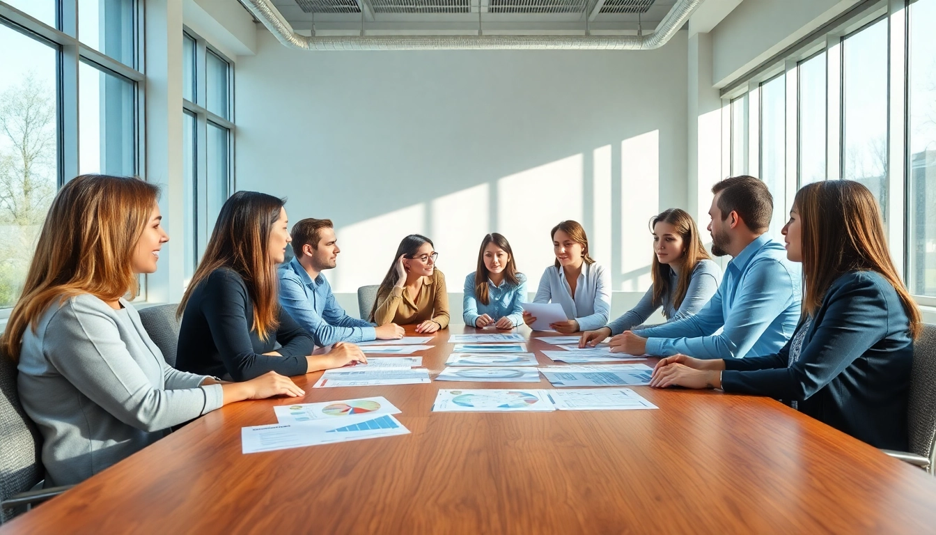 Engaged team discussion on how to find my perfect career in a bright and inviting setting.
