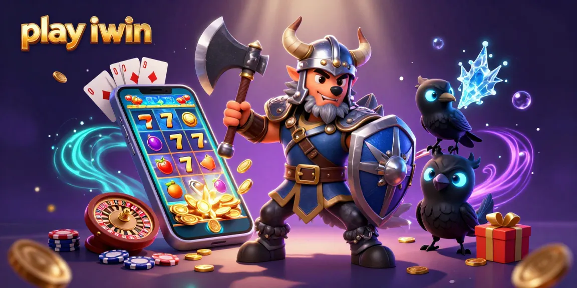 Play iwin and explore the vibrant world of slots with a 3D cartoon Viking warrior.