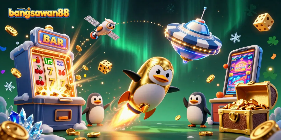 Win big with bangsawan88 as the penguin races towards a jackpot explosion in space!