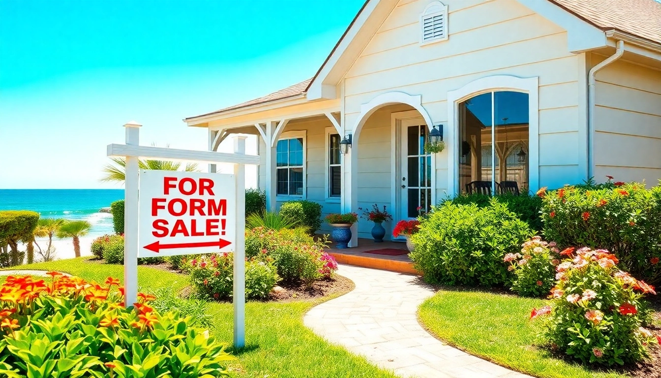 View of cheap homes for sale Pensacola FL with attractive landscaping and coastal backdrop.