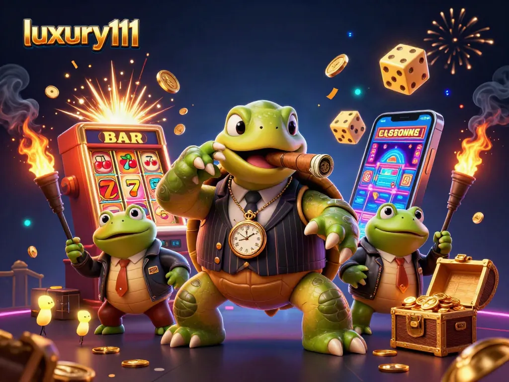 Experience thrilling action at luxury111 with vibrant 3D gaming characters amidst exploding jackpots.