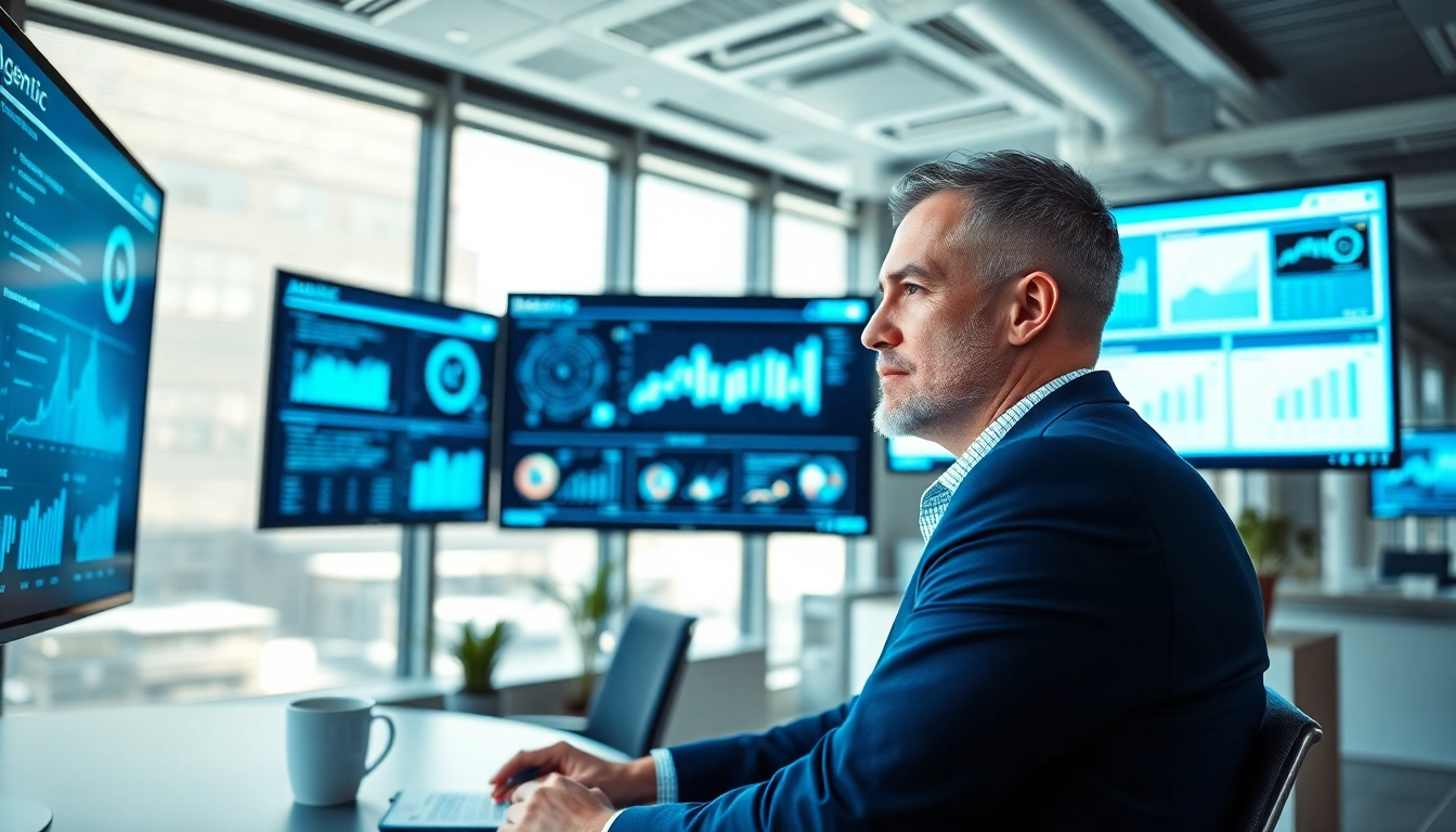 Visualize advanced decision-making through the AeroGenie AI engine interface in a modern office.
