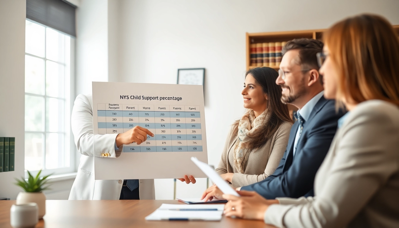 Calculate NYS child support percentage with an attorney during a consultation in a bright office.