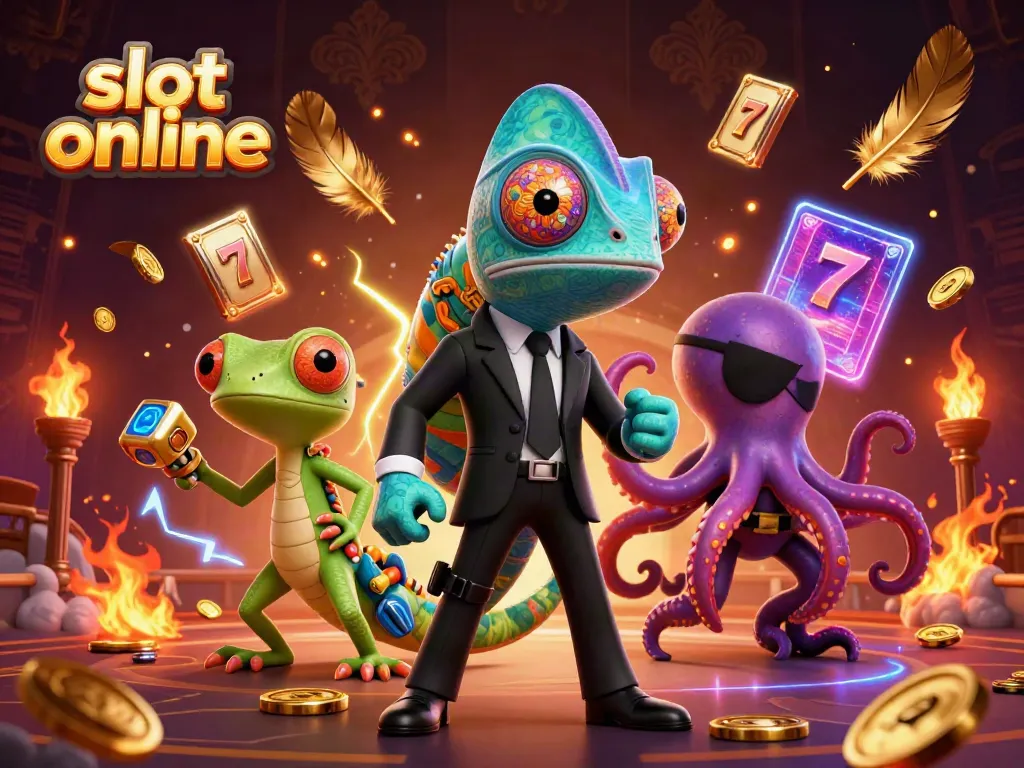 Experience thrilling gameplay with slot online featuring a secret agent chameleon, tech gecko, and an octopus.