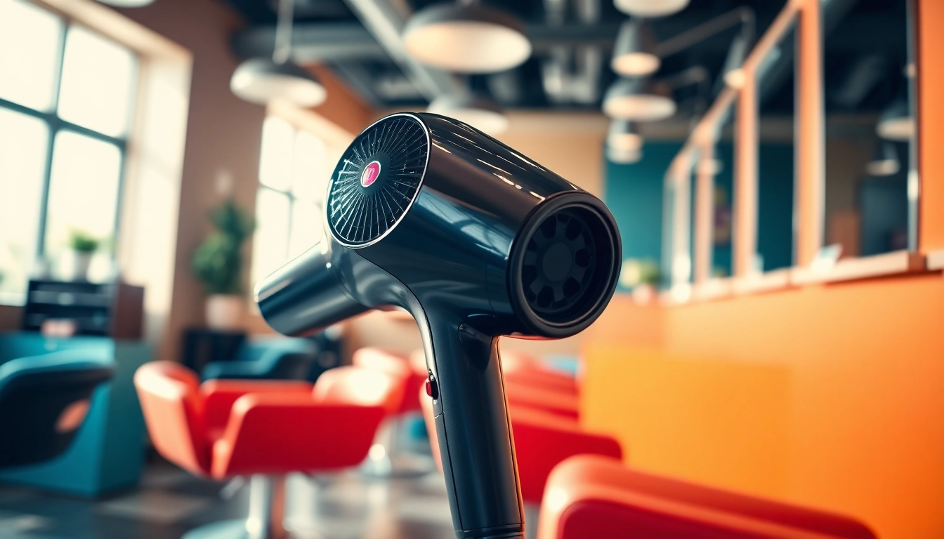 Shop Laifen US high-speed hair dryer featuring sleek design in a vibrant salon.
