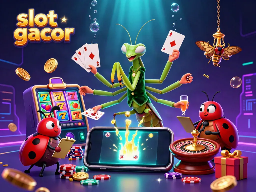 Experience slot gacor with a colorful 3D casino scene featuring animated characters and vibrant game elements.