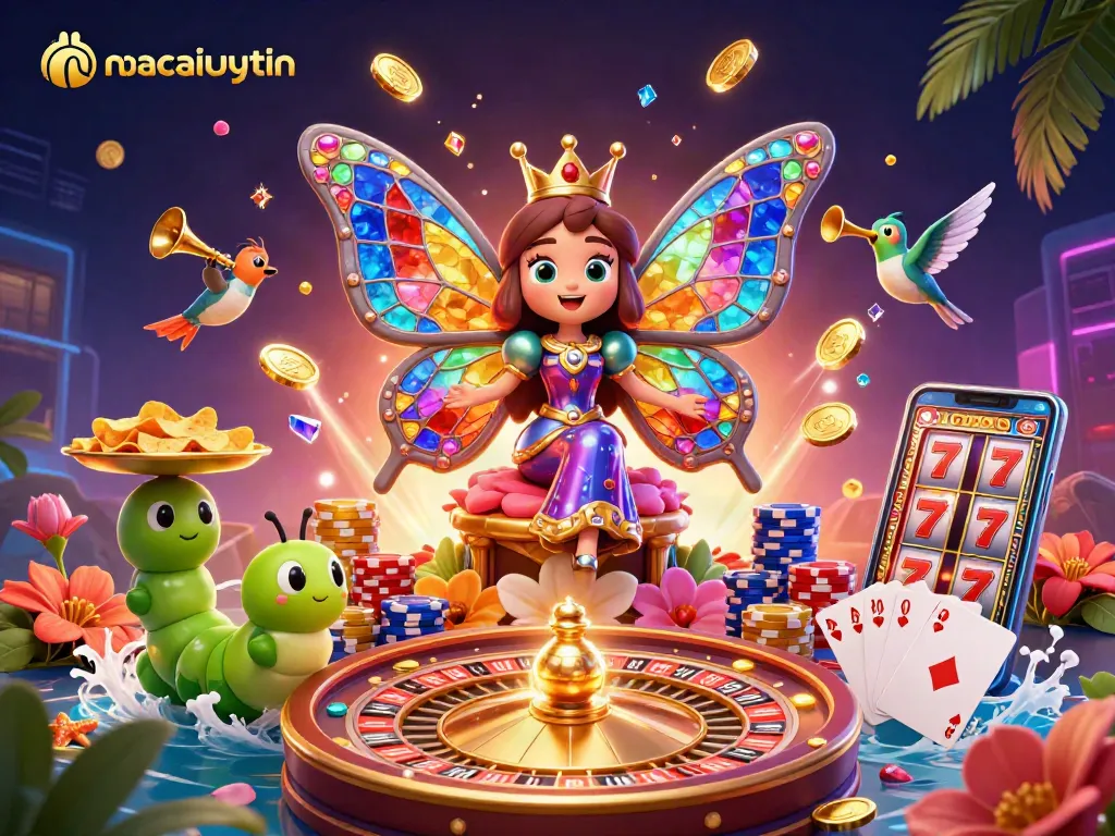 Experience vibrant gameplay with nhacaiuytin's captivating casino scene featuring the butterfly queen.