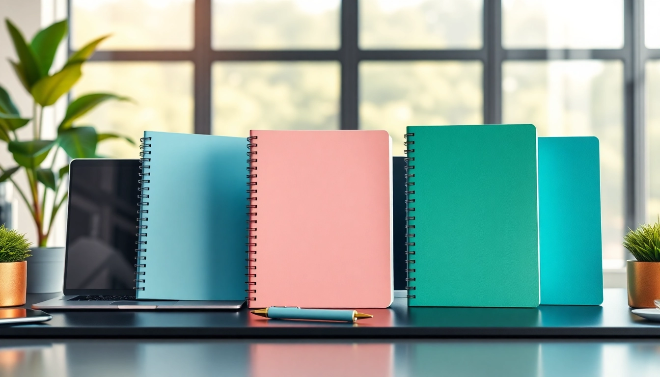 Engaging digital planners with vibrant colors displayed on a modern desk.