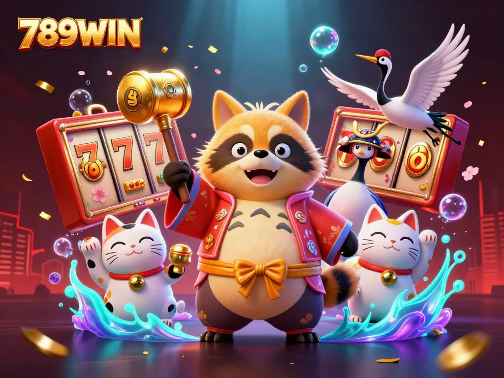 Engage in immersive gameplay with 789WIN's vibrant slot machines and festive characters.