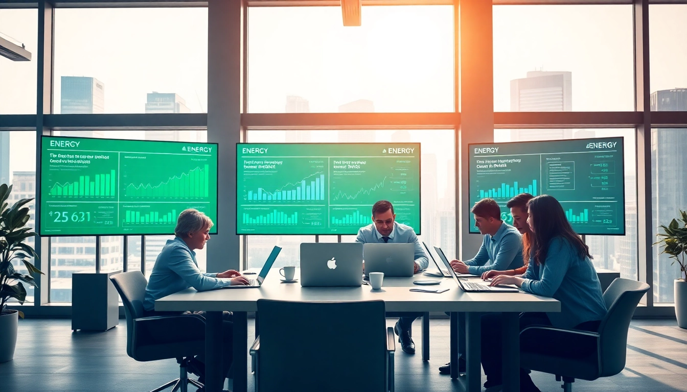 Engage in business energy comparison UK 2026 within a modern office environment with professionals analyzing data.