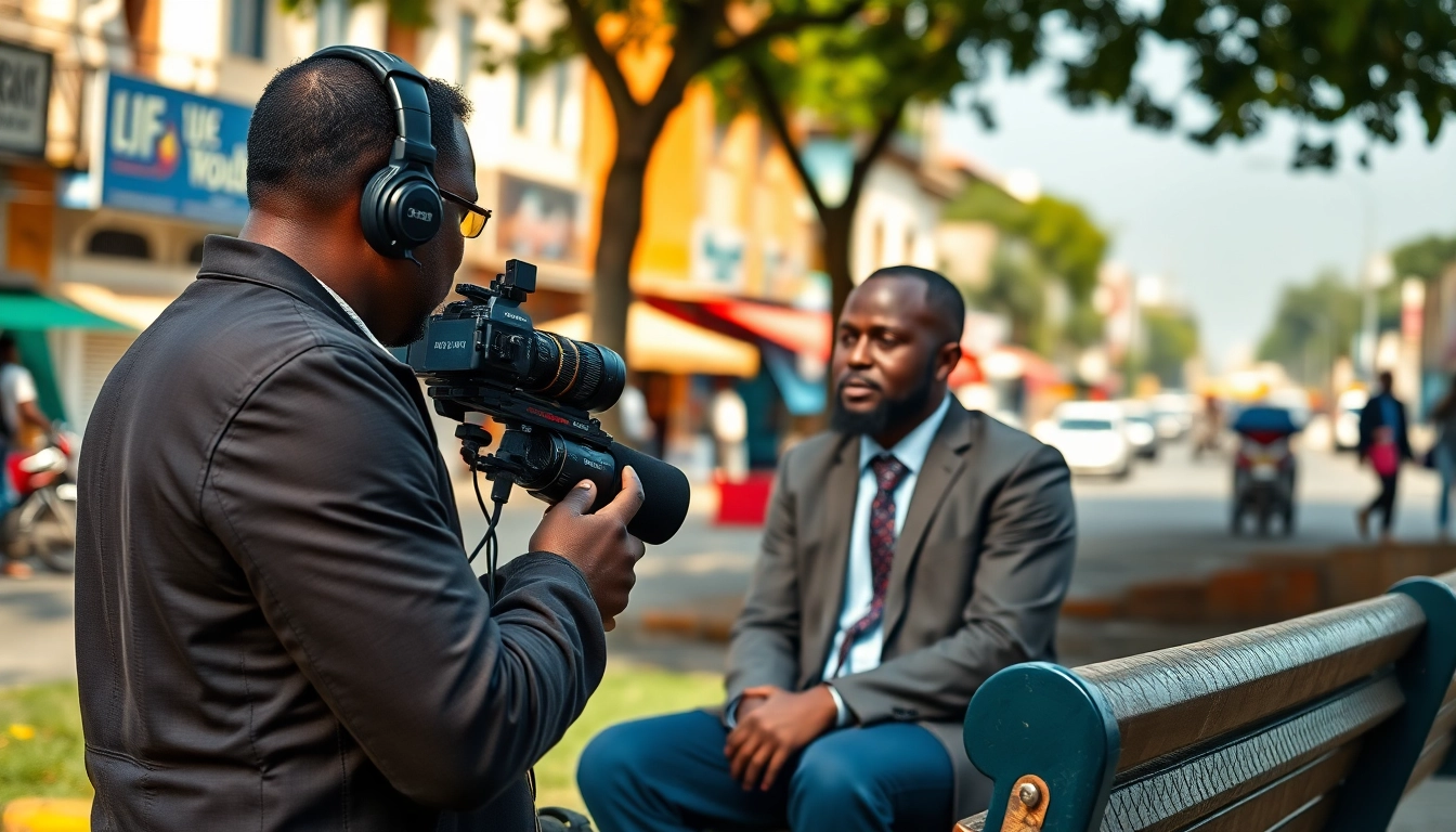 Engaging Naija news interview with a politician in a vibrant Nigerian city setting.