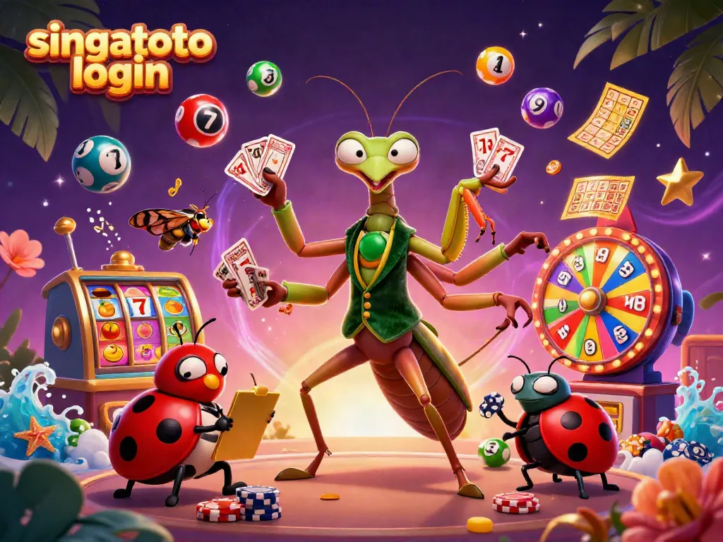 Experience the excitement of singatoto login with a colorful casino scene featuring unique characters and dynamic elements.