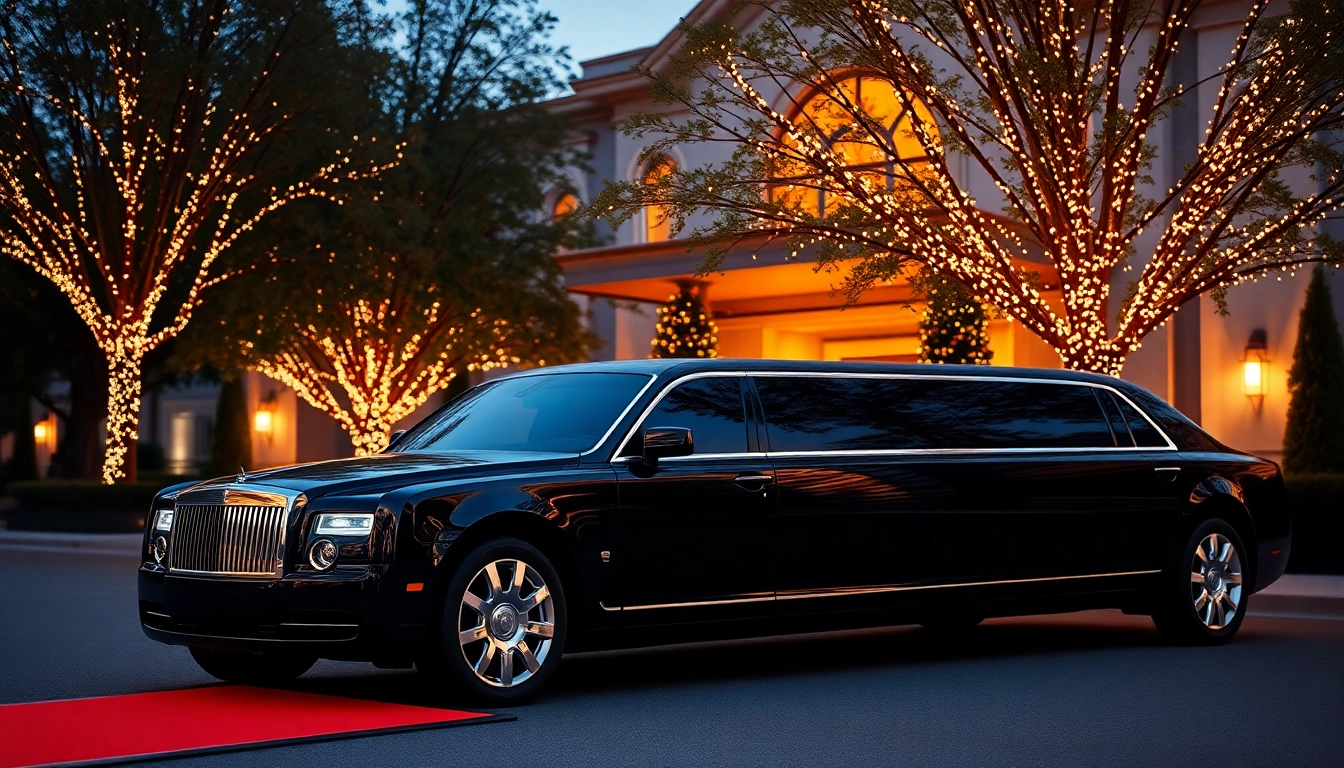 Experience luxury limo service Lincoln RI with an elegant vehicle at a stylish venue.