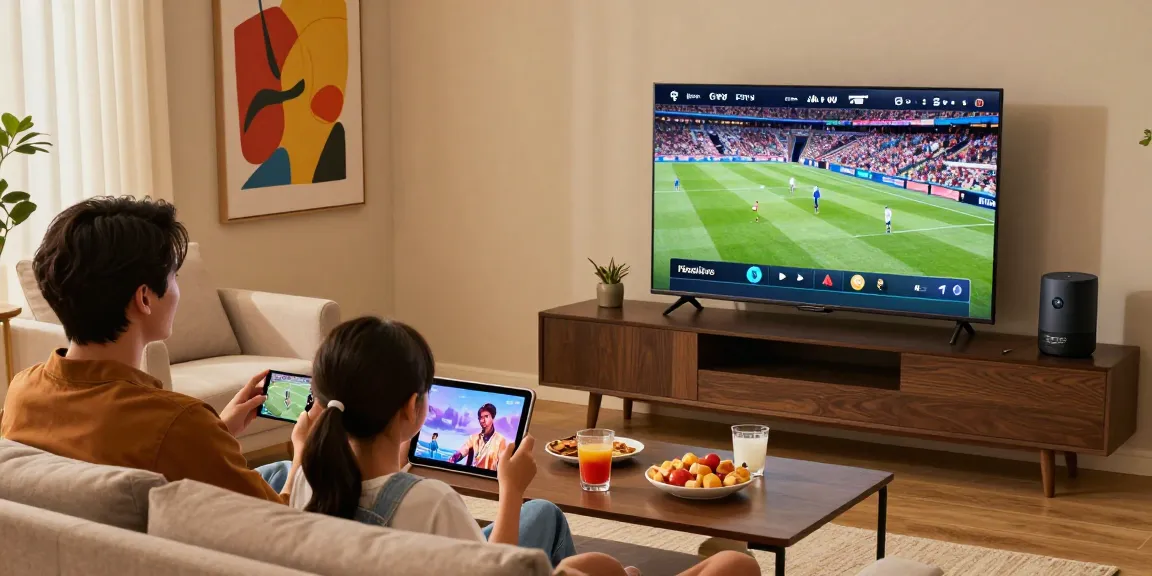 Family enjoying seamless streaming with digitaline iptv in a cozy living room.