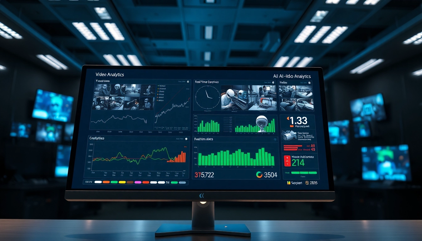 Engaging AI video analytics dashboard showcasing real-time data and surveillance feeds.