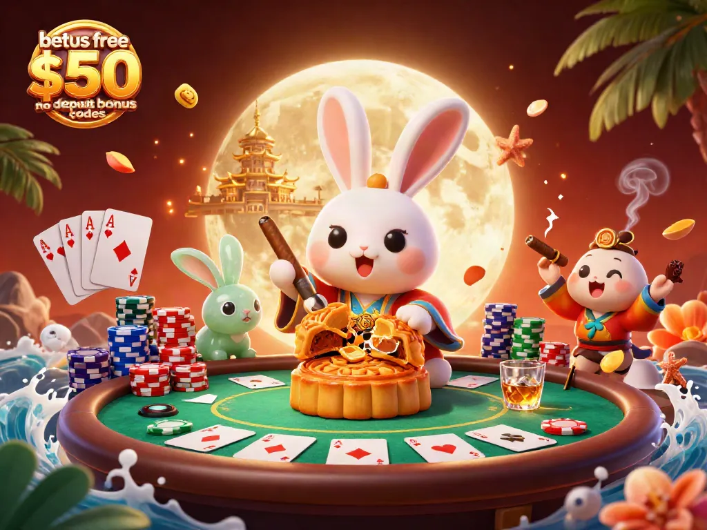 Play with betus free $50 no deposit bonus codes while enjoying a festive casino scene with poker elements.