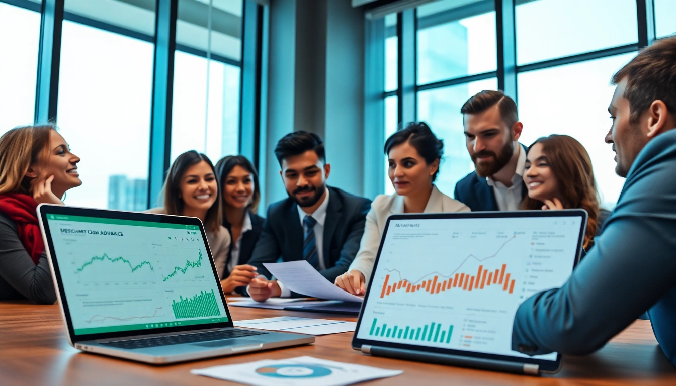 Engaging discussion around a merchant cash advance in a modern office during a productive meeting.