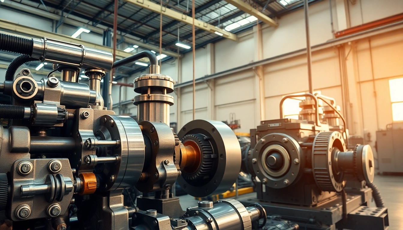 Showcasing industrial hydraulics solutions in a professional workshop setting with advanced machinery.