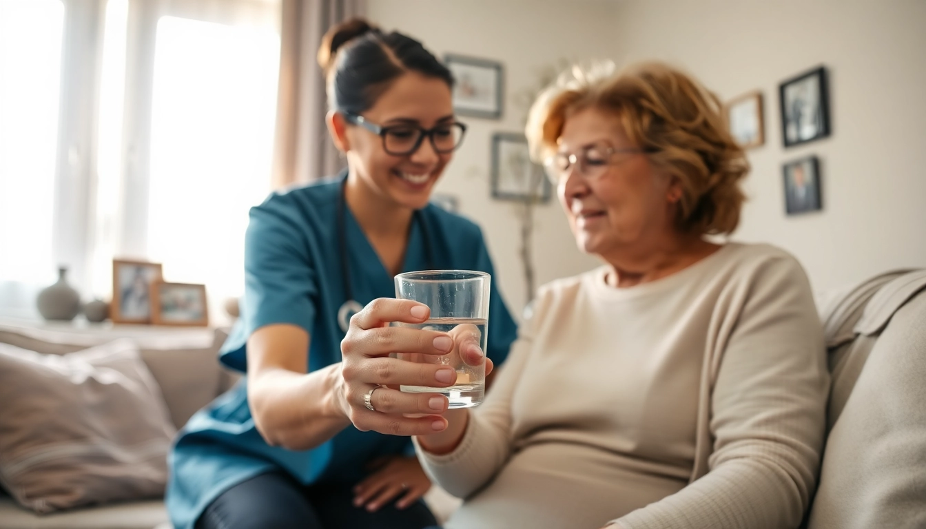 Highlighting nightly care for seniors austin through a caregiver's compassionate interaction.