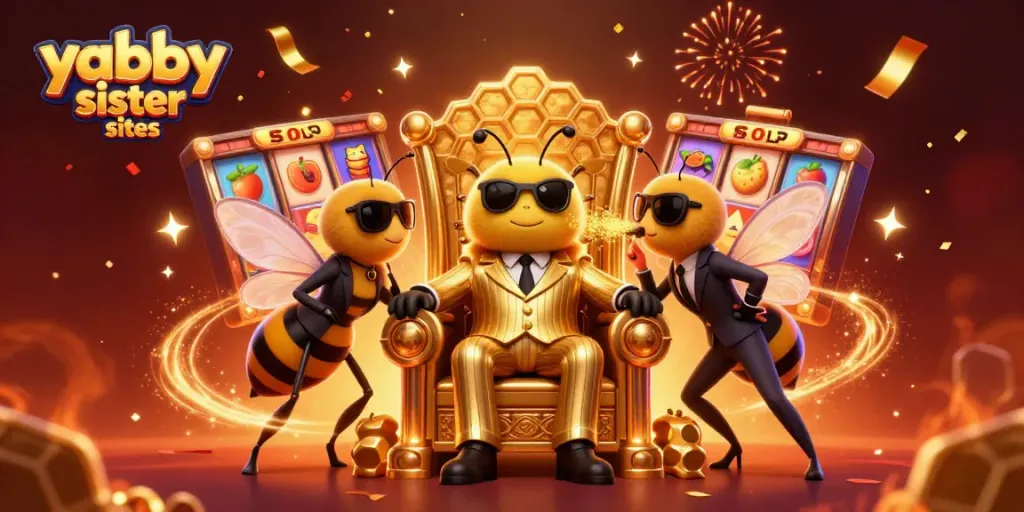 Engage with yabby sister sites as a buzzing bumblebee boss in a vibrant casino scene.
