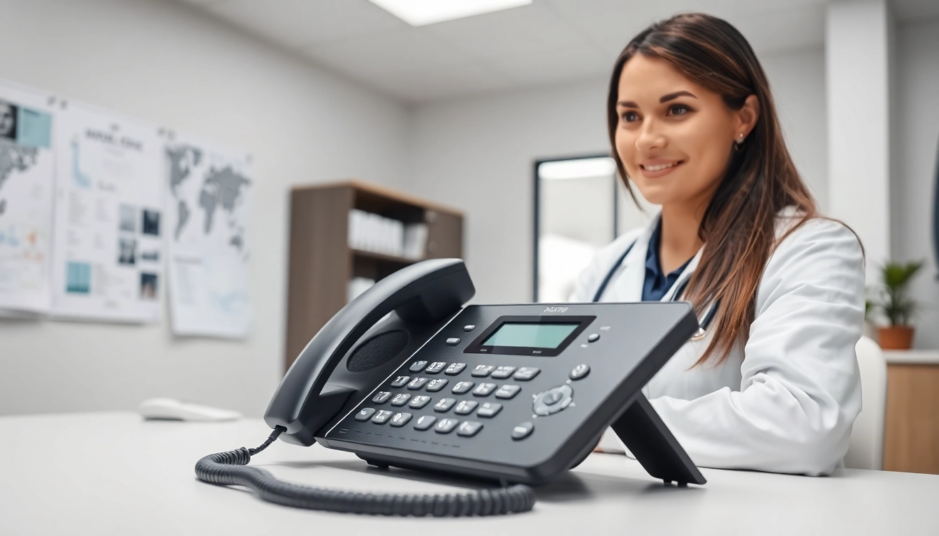 Enhance communication with VoIP phone systems for medical practices showcasing a professional setting.