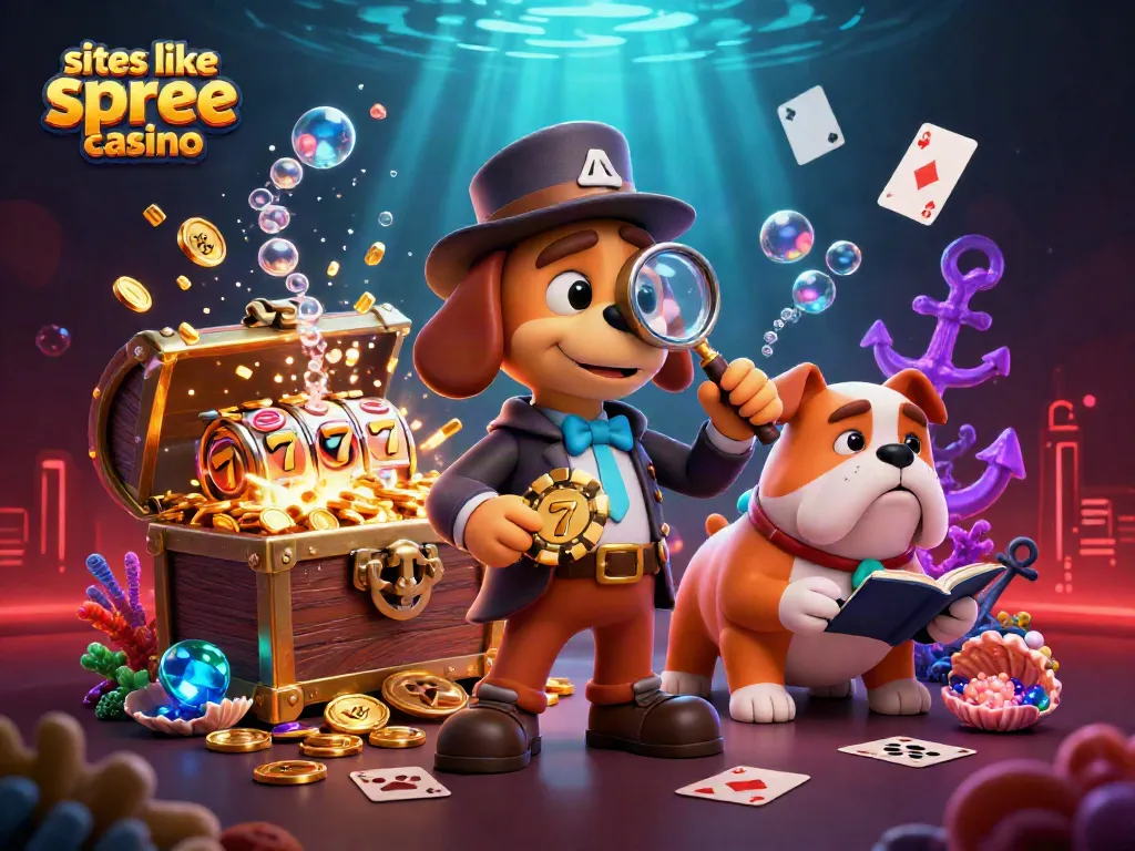 Engage with thrilling sites like spree casino, featuring fun poker chips and vibrant slot symbols.