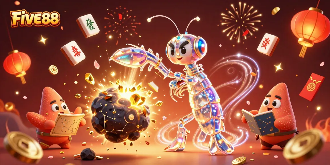 FIVE88 showcases a thrilling casino experience with a galactic samurai battling for golden gems.