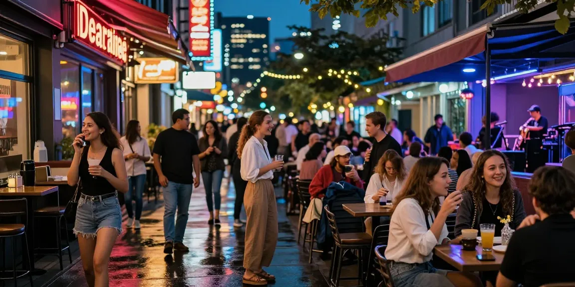 Exciting nightlife at a 유흥사이트 in a vibrant urban setting with people socializing.