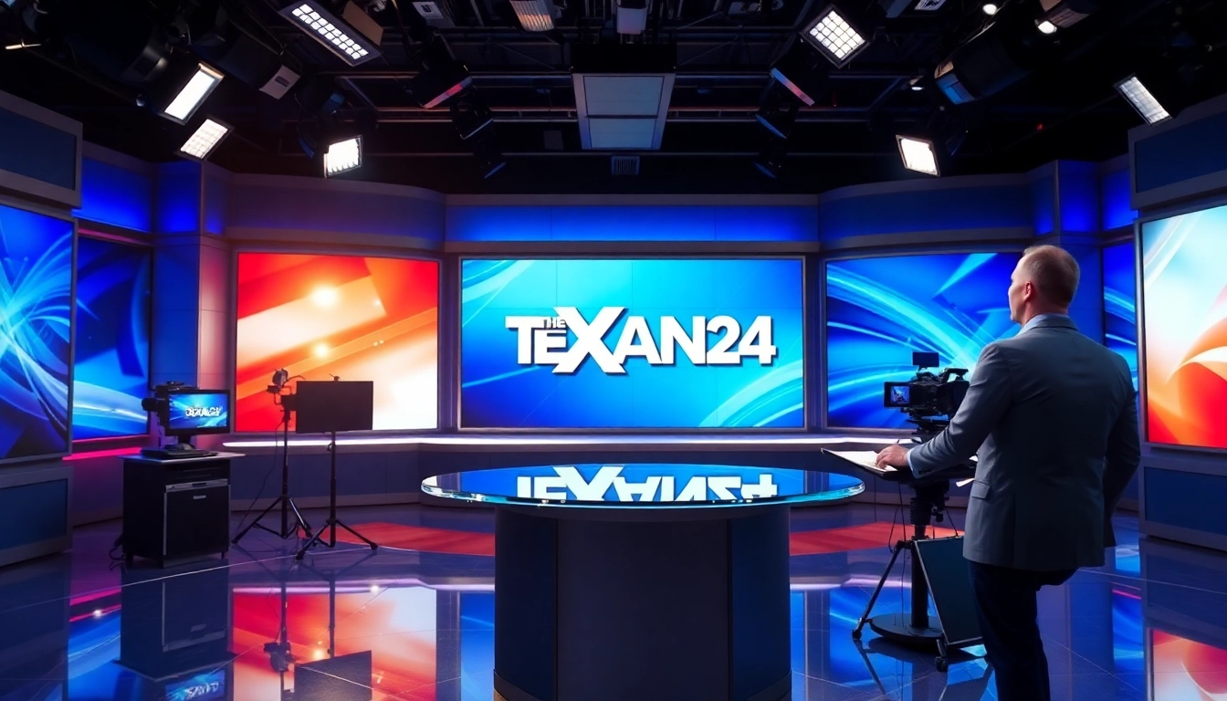 Broadcasting breaking news from TXAN 24 News studio with a modern setup and live interactions.