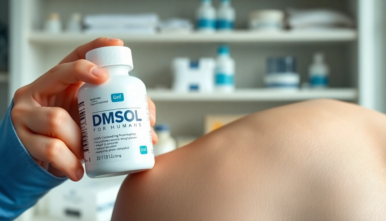 Applying dmso gel for humans to relieve pain in a professional healthcare setting.
