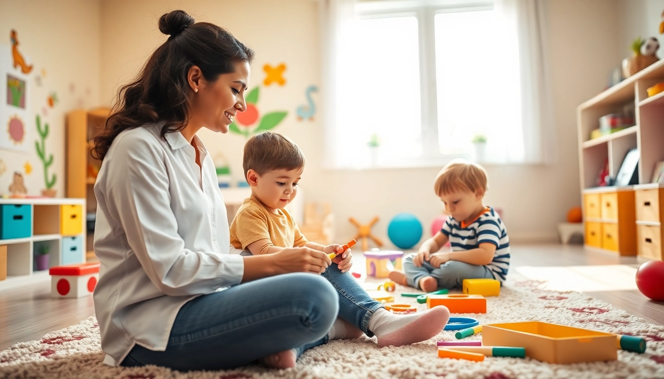 Play Therapist guiding a child in an engaging therapy session filled with toys.