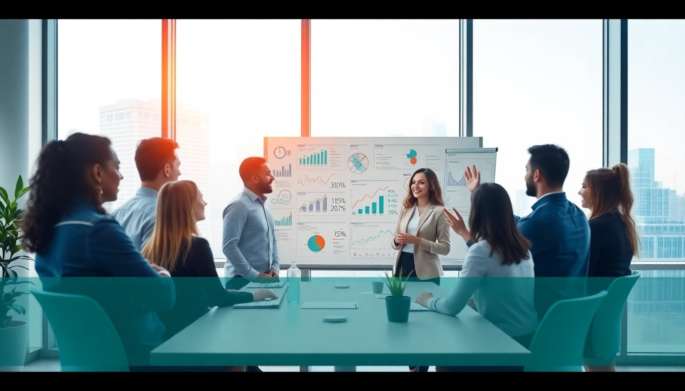 Discussing business energy rates in a vibrant professional office setting.