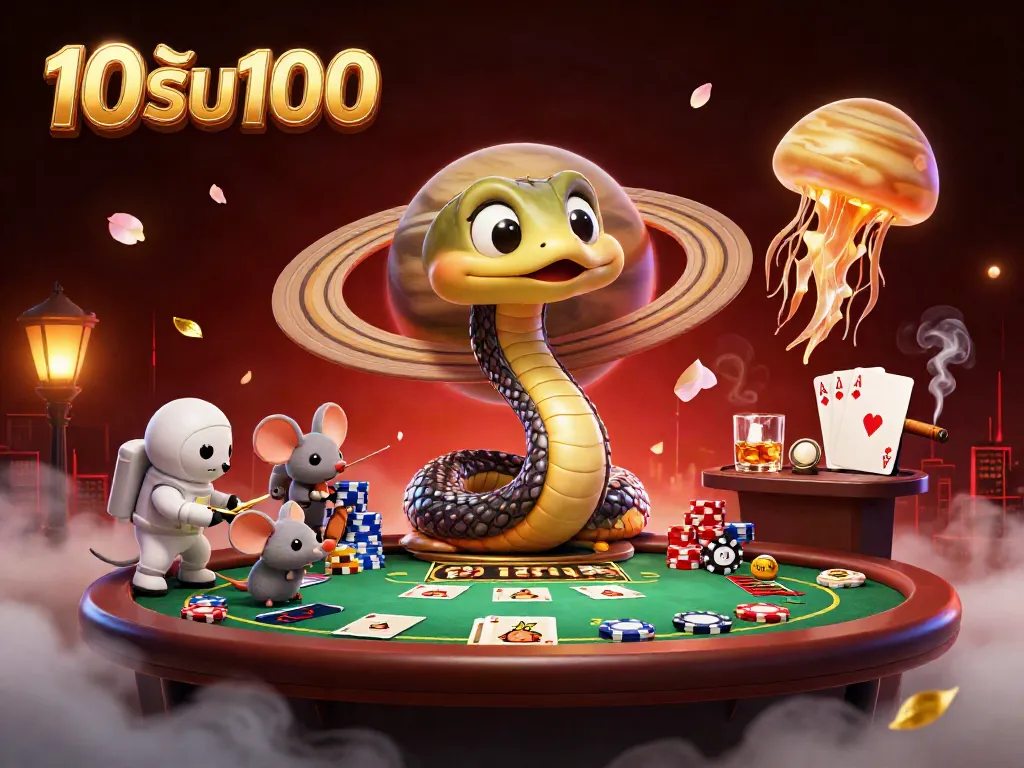 เล่นสนุกกับ 10รับ100 โดยมีตัวละครที่มีกาแล็กซีเป็นฉากหลัง พร้อมความงามของคาสิโน