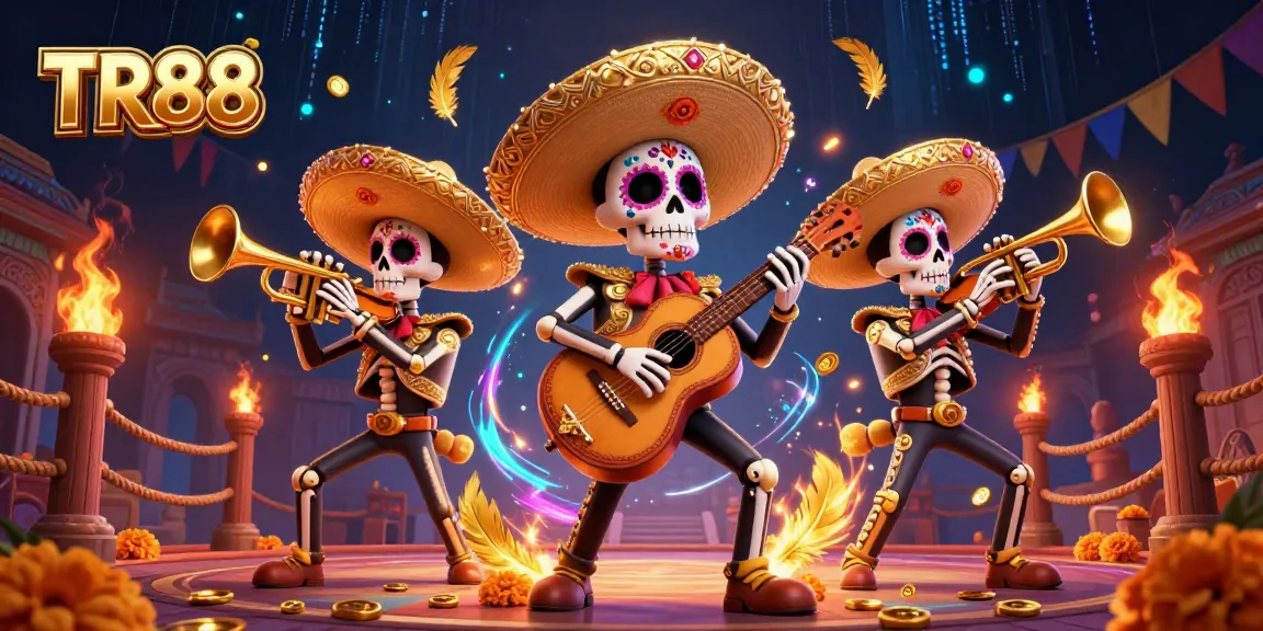 Experience thrilling gaming at TR88 with vibrant visuals of a lively mariachi band in a festive casino setting.
