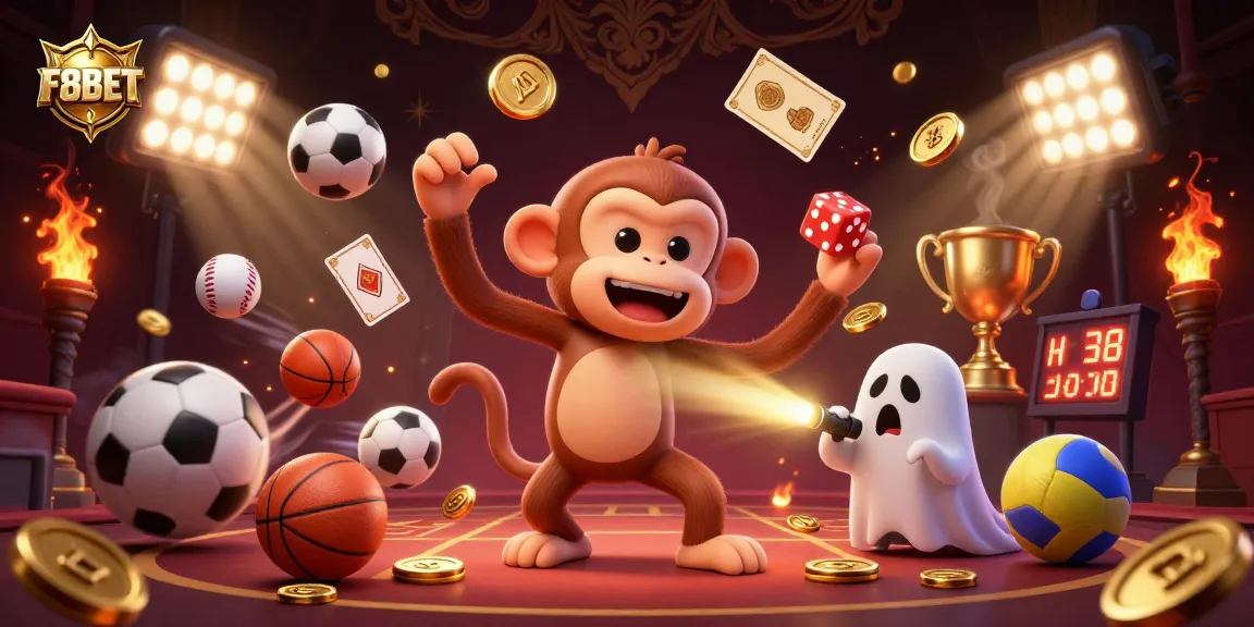 F8BET's ghost-hunter puppy tracks a playful poltergeist in a vibrant haunted casino.