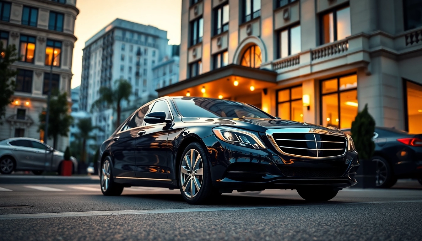 Experience black car service vancouver with a luxury sedan in an upscale hotel setting.