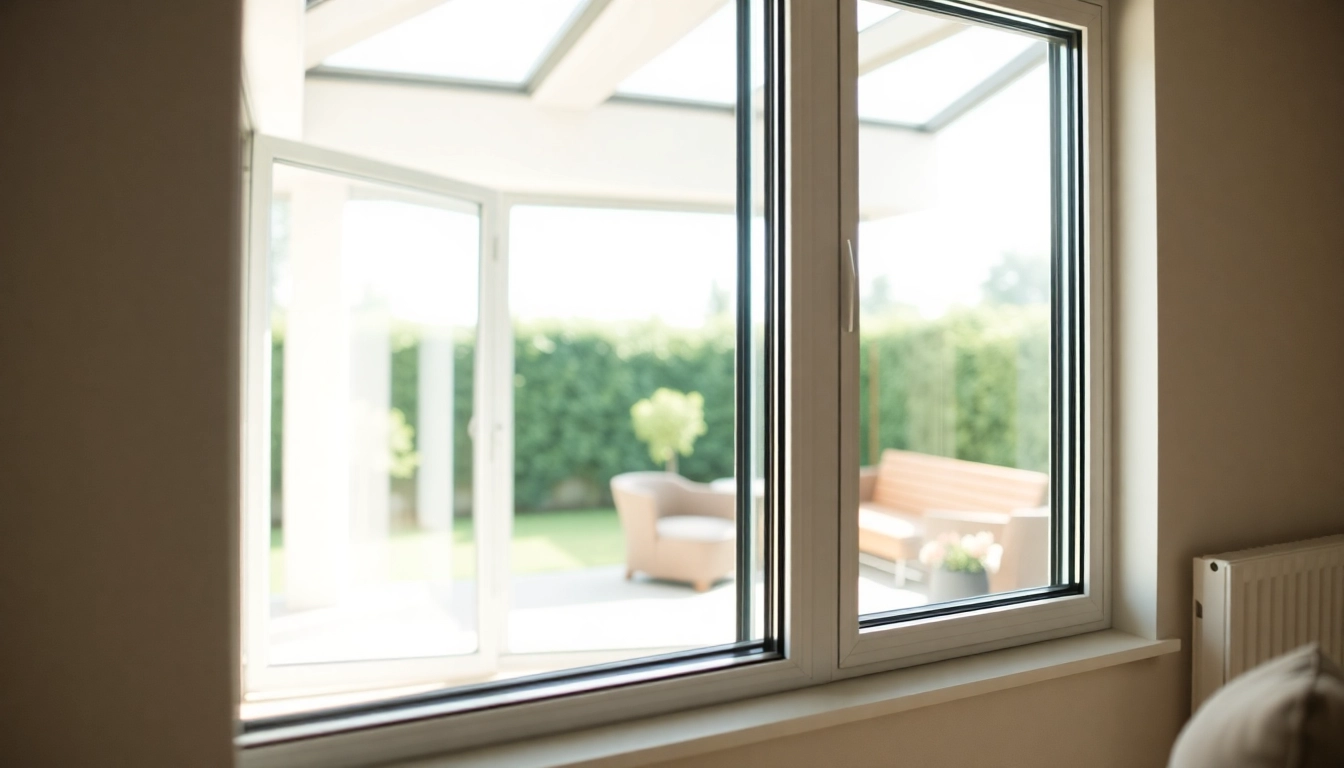 Showcasing double glazed windows in a bright living room with lush garden views.