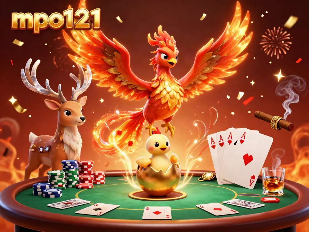 Celebrate victories at mpo1221 with a fiery phoenix and poker rich scene.