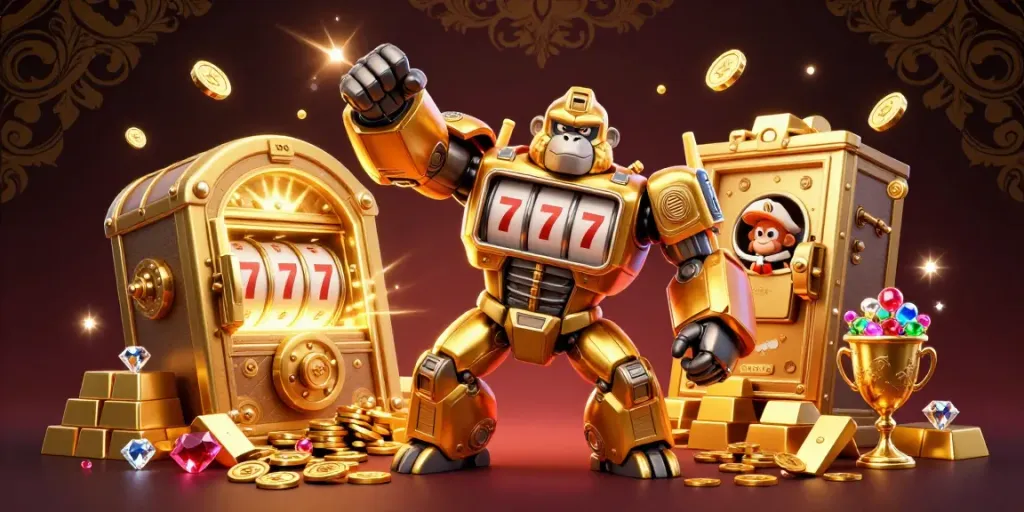 Experience thrilling gameplay at 88vbet1 with a captivating 3D gorilla mech and luxury treasures.