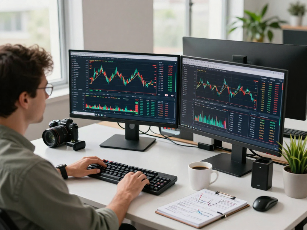 Professional workspace showing dynamic TradingView setup for stock and cryptocurrency analysis
