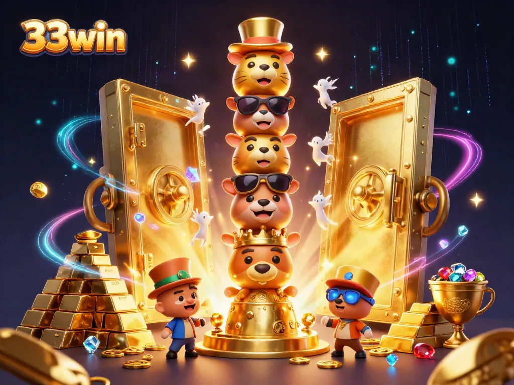 Experience winning moments at 33win with vibrant casino-themed treasures and characters.