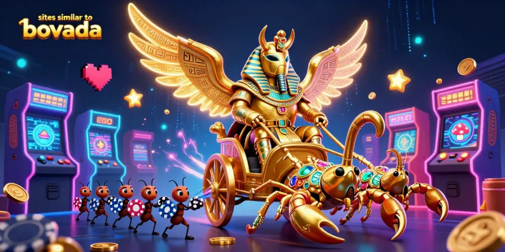 Reveal winning strategies at sites similar to bovada with a vibrant 3D casino illustration.