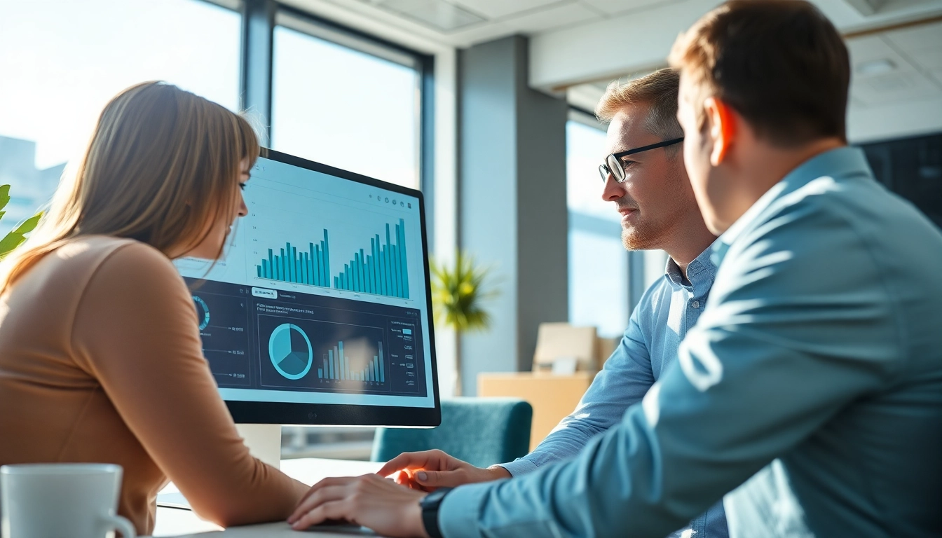 Engaging scene of an Auckland SEO specialist advising a client in a modern office.