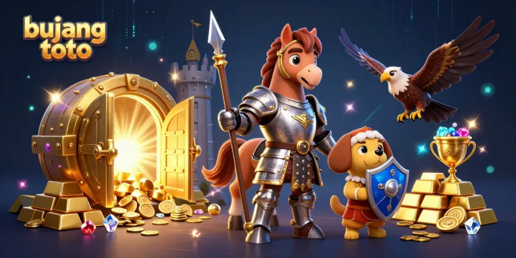 Engage in thrilling gameplay dynamics with bujang toto, depicted in an exciting fantasy casino scene filled with treasures.