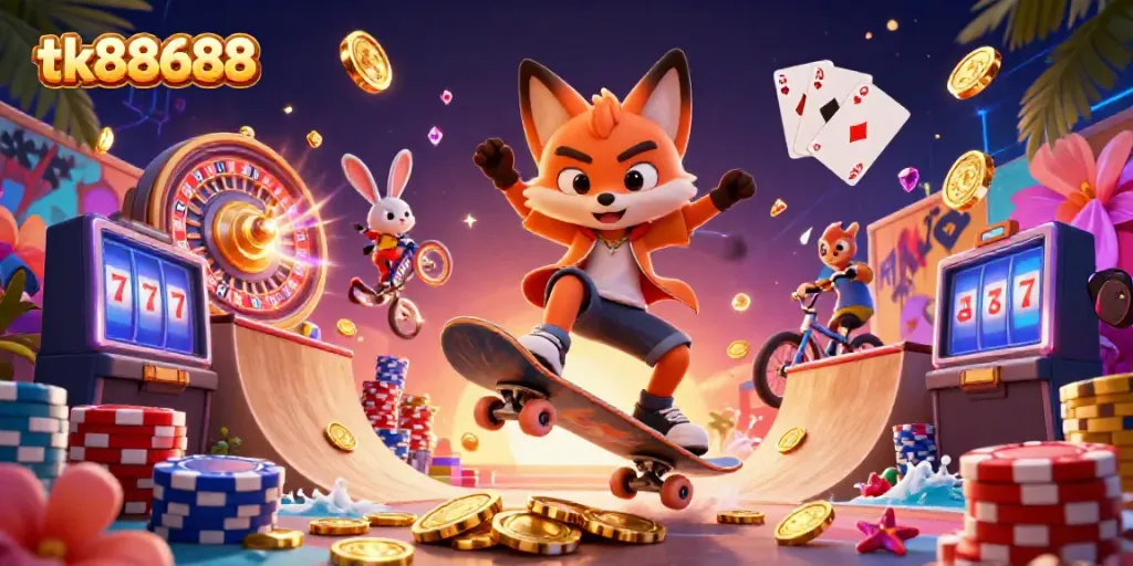 Experience thrilling gaming at tk88688 with vibrant casino action featuring animated characters.
