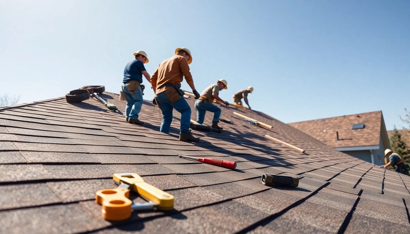 Skilled roofing contractor in Solon installing shingles on a residential roof.