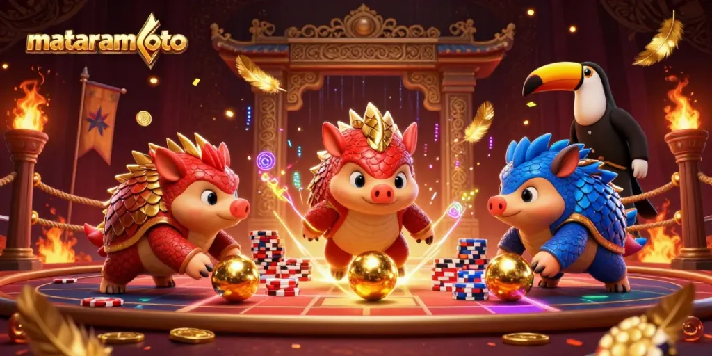 Engage with mataramtoto's thrilling slot gameplay as rival pangolins roll through poker chips.
