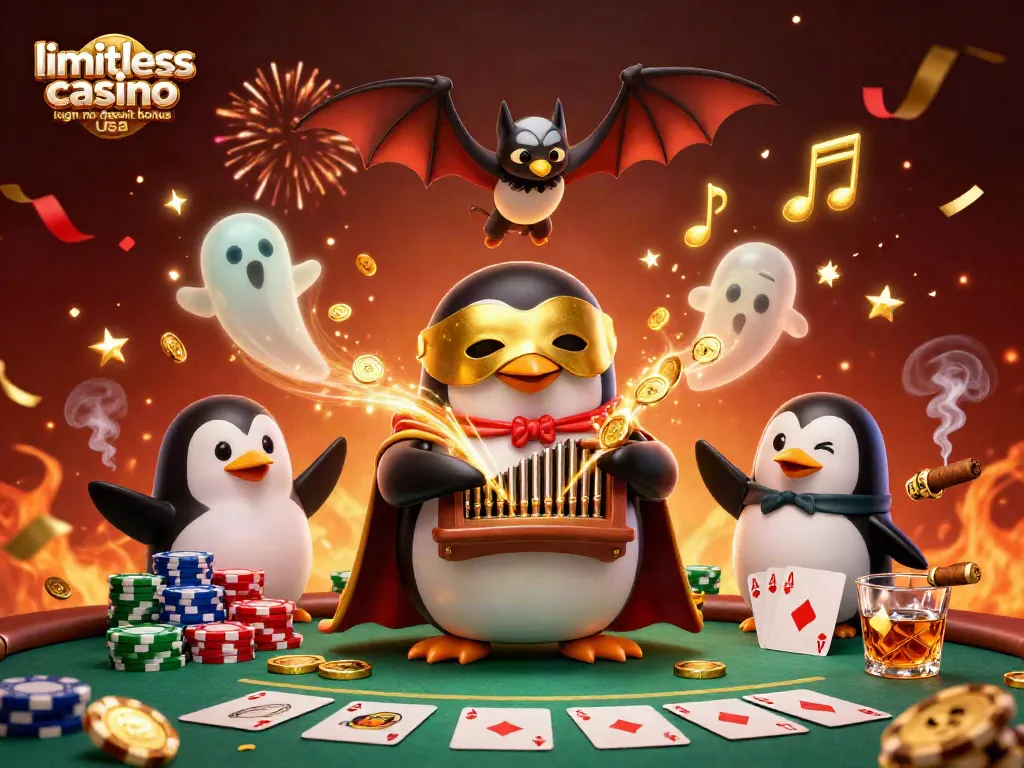 Experience the thrill at Limitless Casino login no deposit bonus USA with vibrant gambling illustration.